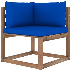 Canapea gradina din paleti, 4 locuri, cu perne, lemn pin tratat Albastru, 4 locuri, 1