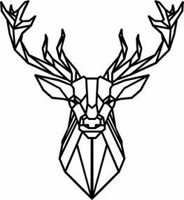 Decoratiune perete DEER4, negru, metal, 60x65 cm