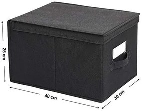 Set 3 cutii depozitare pliabile, Songmics, Negru, 40x30x25 cm