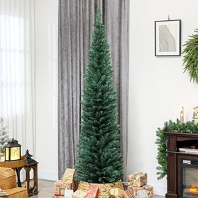 HOMCOM Brad de Crăciun artificial Slim 210 cm cu 401 ramuri, model brad, bază din plastic, verde | Aosom Romania