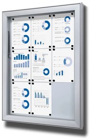 Vitrină de informare încuiată în aer liber 9 x A4 - spate din tablă, tip L, aluminiu