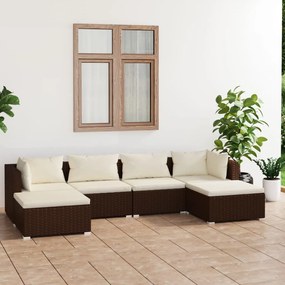 vidaXL Set mobilier de grădină cu perne, 6 piese, maro, poliratan