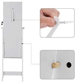 Dulap bijurerii cu oglinda, Songmics, Alb, 150.5x41x36 cm