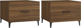 vidaXL Măsuțe cafea picioare metalice, 2 buc. stejar maro, 50x50x40 cm
