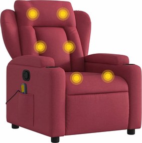 vidaXL Fotoliu de masaj rabatabil, roșu vin, material textil
