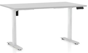 Masa inaltime reglabila OfficeTech B, 120 x 80 cm, bază albă, gri deschis