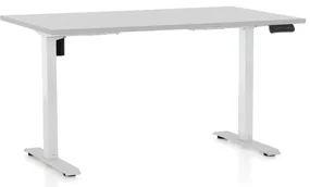 Masa inaltime reglabila OfficeTech B, 120 x 80 cm, bază albă, gri deschis
