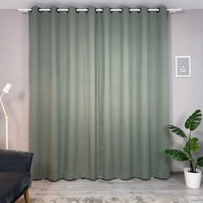 Set două Draperii (Opacitate 90-100%), Material tip Canvas (Model uni), Gata lucrate (Inele galerie), Culoare Verde (Olive), Dimensiuni draperie 160x260 cm (x2), Brand Originalio