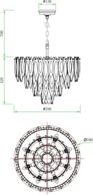 Globo 64136H - Candelabru suspendat pe cablu ELINORA 12xE14/40W/230V