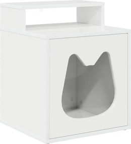 vidaXL Casa pentru pisici Alb Lucios 42,5 x 40 x 53,5 cm Lemn compozit