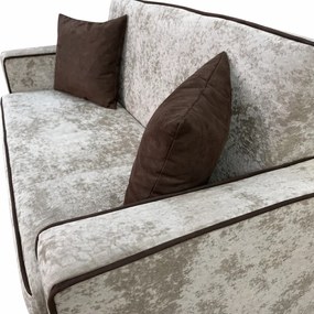 Canapea SAMY NEXT extensibila, 2 locuri, cu lada de depozitare, catifea plusata bej , cadru metalic, 152x100x92 cm catifea plusata, Bej