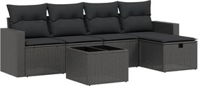 vidaXL Set mobilier de grădină cu perne, 6 piese, negru, poliratan