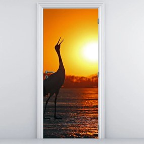 Fototapet pentru ușă - Păsări la apus de soare (95x205cm)