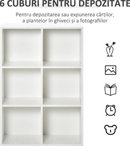 HOMCOM Mobile Libreria a 6 Cubi Moderno a Parete in Legno Bianco | Aosom Romania