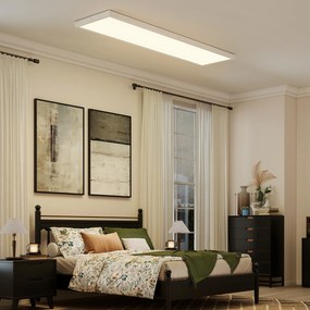 HOMCOM Set de 4 lămpi de tavan cu culoare reglabilă, comutator DIP și de perete 3000K/4000K/6000K 120x30x3,7 cm Alb | Aosom Romania