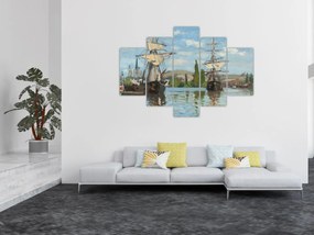 Tablou - Claude Monet, Ships Riding on the Seine at Rouen, reproducere (150x105 cm)