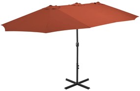 Umbrela de soare exterior stalp aluminiu, caramiziu, 460x270 cm Terracota