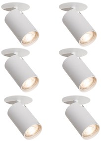 Set de 6 spoturi încastrate moderne albe GU10 50mm - Chels