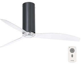 Ventilator de tavan FARO 32035 TUBE FAN negru/transparent d. 128 cm + telecomandă