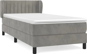 vidaXL Pat box spring cu saltea, gri deschis, 100x200 cm, catifea