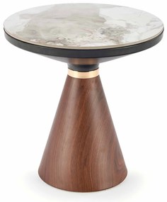 Masă de cafea Gayle (Marmură albă + Nuc + Auriu). 1049497