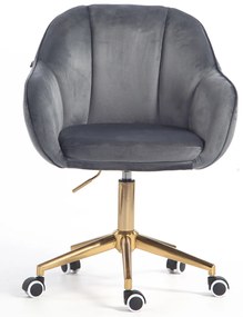 HR2055K Scaun Grafit din Catifea cu Bază Aurie