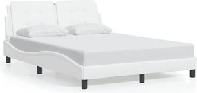 vidaXL Cadru de pat fără saltea, Zadar, alb, 120x200 cm, piele ecologică