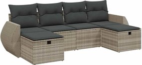 vidaXL Set canapele de grădină cu perne, 6 piese gri deschis poliratan