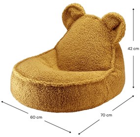 Fotoliu puf pentru copii maro cu tapițerie din țesătură bouclé Bear – Wigiwama