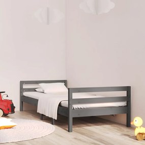 821626 vidaXL Cadru de pat, gri, 90x200 cm, lemn masiv de pin