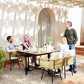 Outsunny Set de Grădină 5 Piese cu Masă din Lemn-Plastic | Aosom Romania