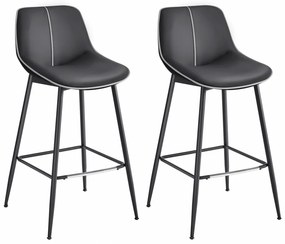 Set 2 scaune de bar, 50 x 49,5 x 98,5 cm, metal / piele ecologica, negru, Vasagle