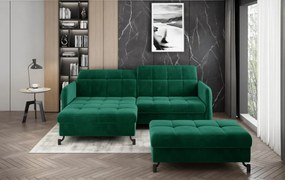 Set coltar extensibil + taburet, 225x105x160 cm, Lorelle L01, Eltap (Culoare: Verde inchis / Monolith 37)