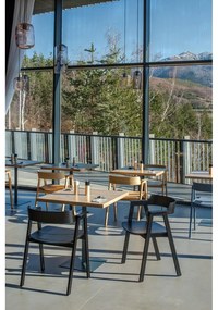 Scaun de dining negru cu cotiere din lemn de stejar Flip – Gazzda