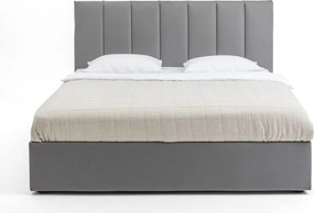 Pat dublu tapițat gri cu spațiu de depozitare cu saltea/ somieră 180x200 cm Thessa Bold Line - Bonami Selection
