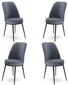 Set 4 scaune haaus Dexa, Fum/Maro, textil, picioare metalice