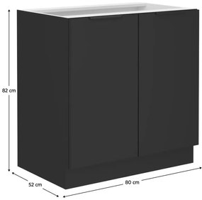 Dulap de bucătarie inferior Sobera 80 D 2F BB (negru). 1096980