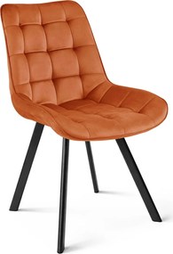 Scaun de masa SORIA VELVET cu picioare negre, teracota