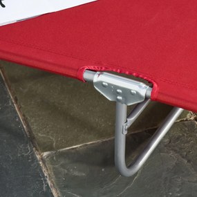 Outsunny Șezlong, pliabil, spătar reglabil, cadru metalic rezistent la rugină, 187 x 55 x 24, Weinrot | Aosom Romania