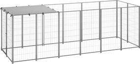 vidaXL Padoc pentru câini, argintiu, 330x110x110 cm, oțel