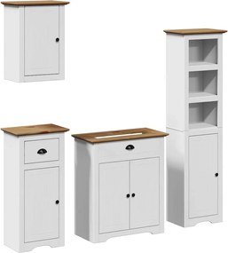 vidaXL Set de mobilier de baie 4 piese lemn masiv de pin alb și maro