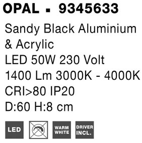 Lustra LED aplicata design modern OPAL 50W negru