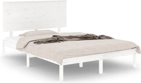 vidaXL Cadru de pat mic dublu, alb, 120x190 cm, lemn masiv