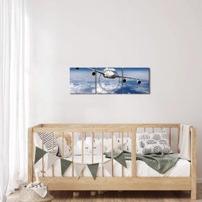 Tablou - Avion în nori (cu ceas) (90x30 cm)