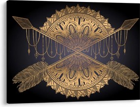 Tablou - Mandala aurie cu săgeți (70x50 cm)