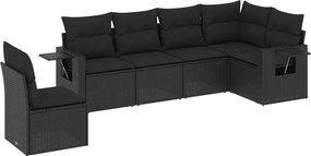 vidaXL Set mobilier de grădină cu perne, 6 piese, negru, poliratan