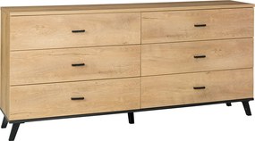 Comoda SIRAN TYP 5, stejar lefkas/negru, DTD laminat/plastic, 181x40x8
