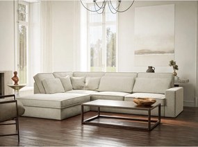 Colțar grej cu tapițerie din chenille (cu colț pe partea stângă/în formă de ”L”) Kirou – Maison de Rêve