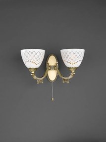 Aplica clasic design italian din alama, sticla 7052 RA-A. 7052/2