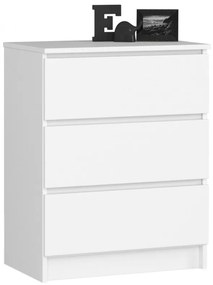 Comoda cu 3 sertare, alb, 60*77*40 cm